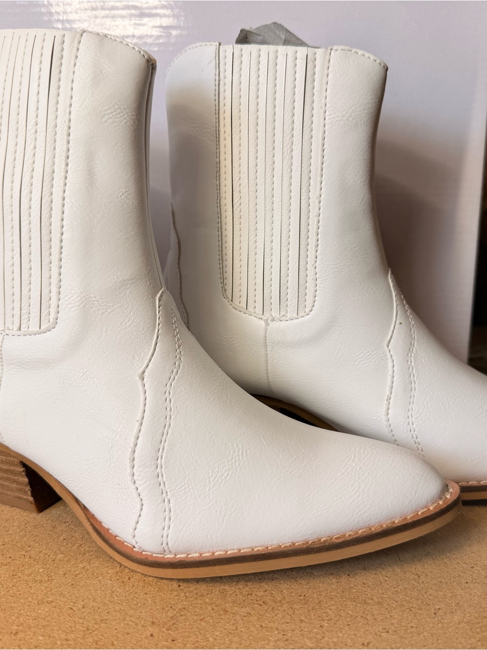 Sleek White Ankle Booties with Elastic Chelsea Panels